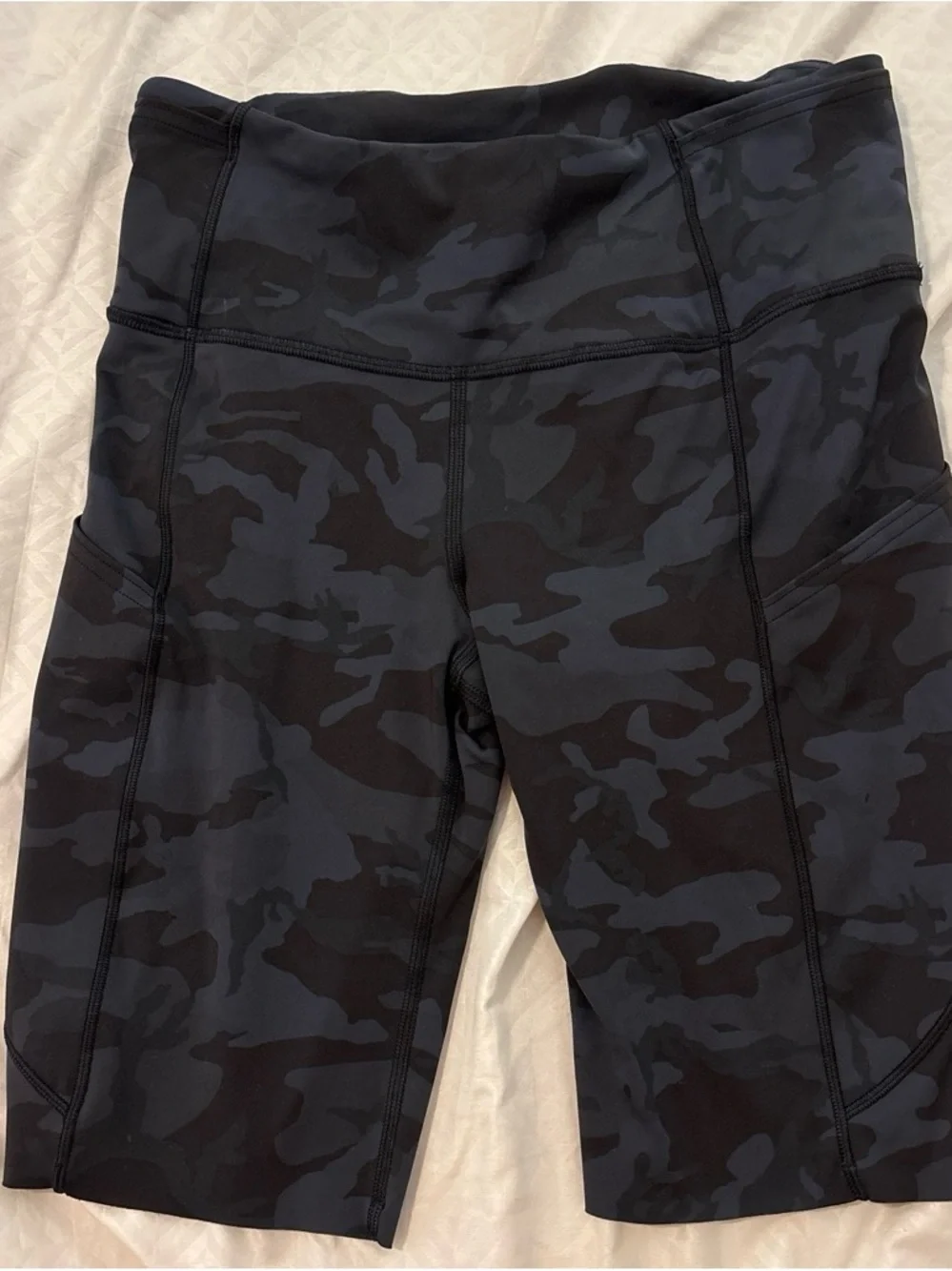 lululemon athletica Black & Dark Gray Camo High-Rise Bike Shorts